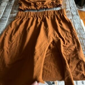 Daily Ritual Women's Tan Skirt Set